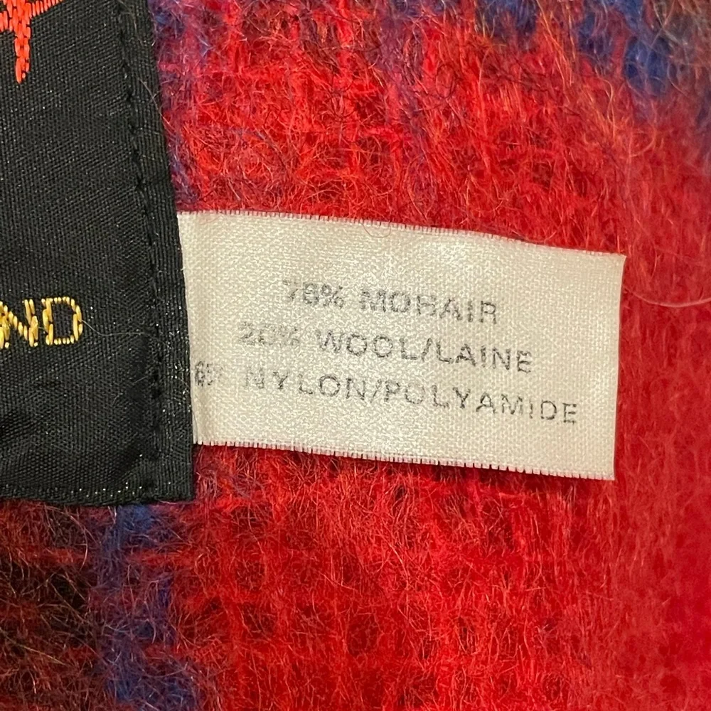 CREAGARAN Vintage Mohair Throw Blanket Tartan Plaid Red Natural Fiber SCOTLAND